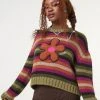 Minga London Retro Flower Striped Knit Jumper