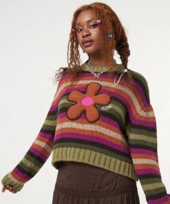 Minga London Retro Flower Striped Knit Jumper