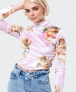 Minga London Angel Heaven Velvet Top In Pink