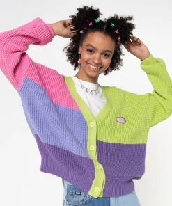 Minga London Clothing Bright Colour Block Knitted Cardigan