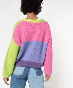 Minga London Clothing Bright Colour Block Knitted Cardigan