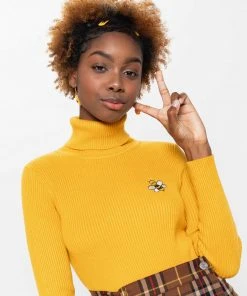 Minga London Bumble Bee High Neck Knitted Top Clothing