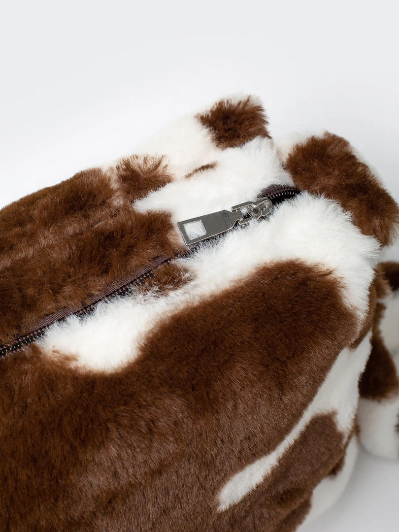 Minga London Cow Print Fluffy Crossbody Bag