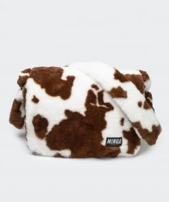 Minga London Cow Print Fluffy Crossbody Bag