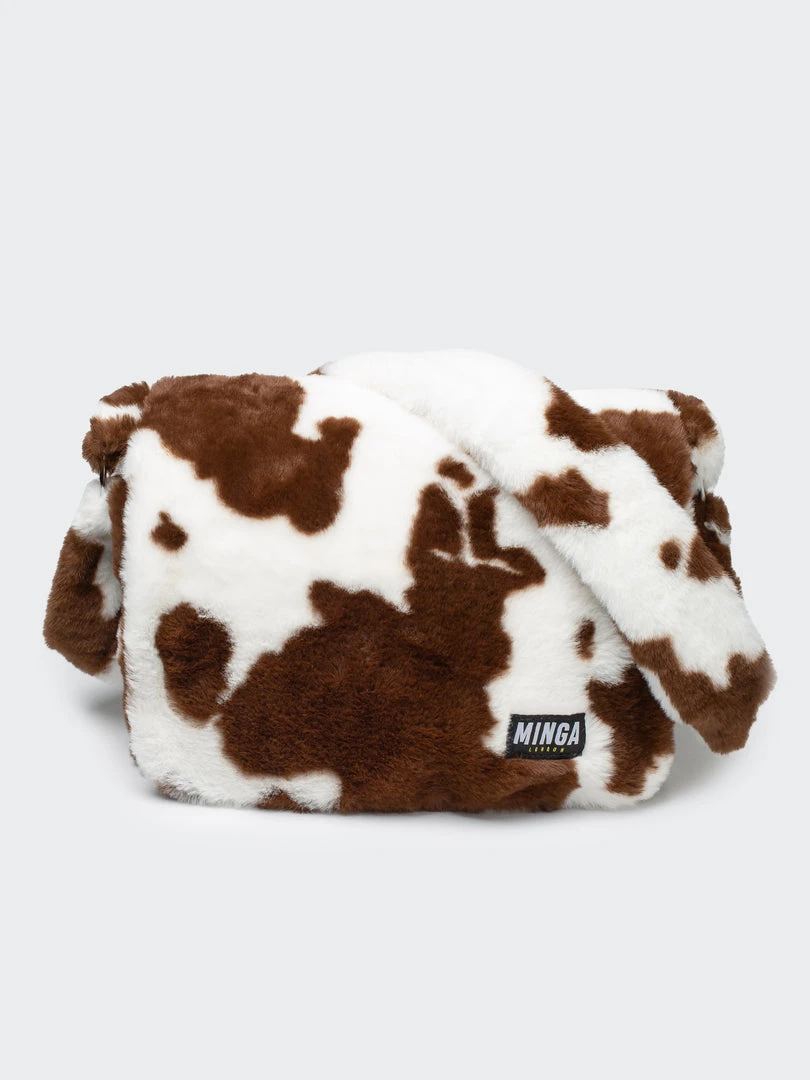 Minga London Cow Print Fluffy Crossbody Bag