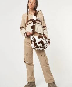 Minga London Cow Print Fluffy Crossbody Bag