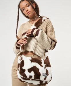 Minga London Cow Print Fluffy Crossbody Bag