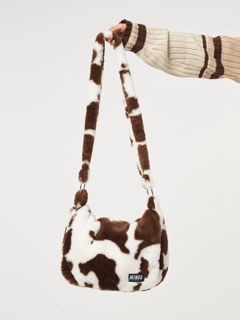 Minga London Cow Print Fluffy Crossbody Bag