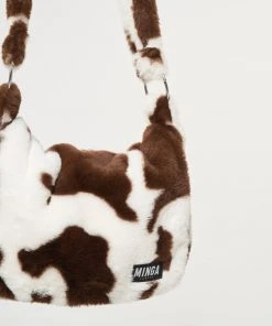 Minga London Cow Print Fluffy Crossbody Bag