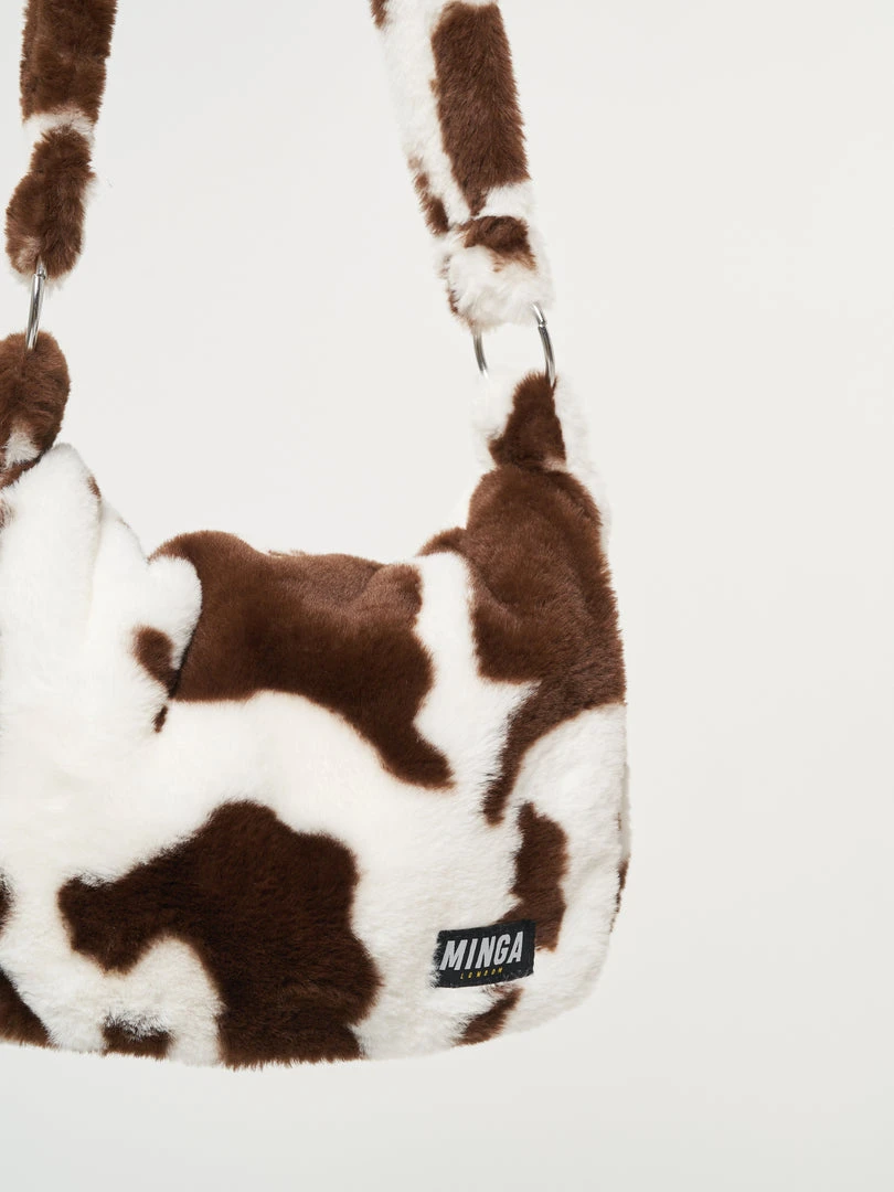 Minga London Cow Print Fluffy Crossbody Bag