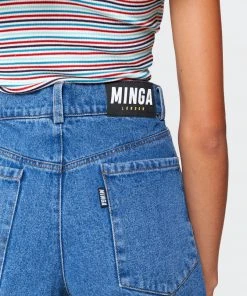 Minga London Clothing Denim Skater Jeans In Mid Blue