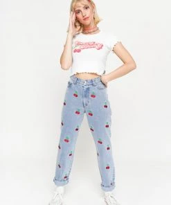 Minga London Clothing Cherry Denim Mom Jeans