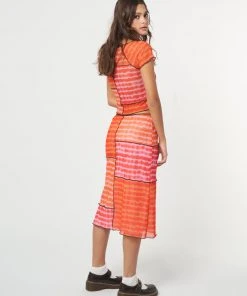 Minga London Clothing Vivid Tie Dye Patchwork Midi Skirt