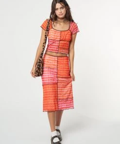 Minga London Clothing Vivid Tie Dye Patchwork Midi Skirt