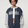 Minga London Minga Logo Zip Up Hoodie Jacket In Blue Grey Clothing
