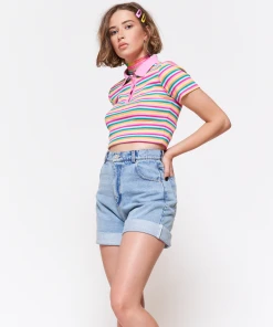 Minga London Clothing Denim Mom Shorts In Light Blue