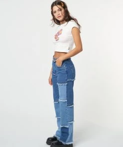 Minga London Smash Patchwork Striped Jeans Clothing