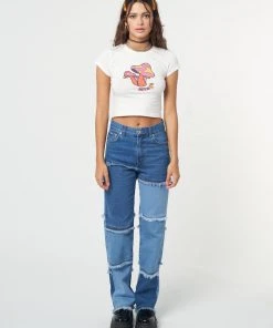 Minga London Smash Patchwork Striped Jeans Clothing