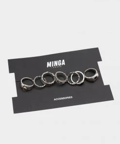 Minga London Ace Of Spades Silver Rings Set Clothing
