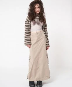 Minga London Clothing Aria Beige Cargo Maxi Skirt