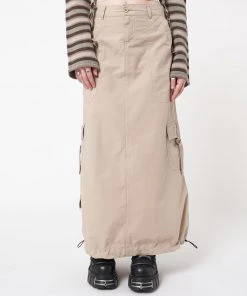 Minga London Clothing Aria Beige Cargo Maxi Skirt