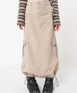 Minga London Clothing Aria Beige Cargo Maxi Skirt