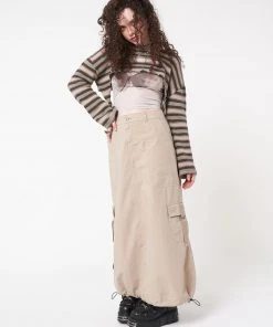 Minga London Clothing Aria Beige Cargo Maxi Skirt