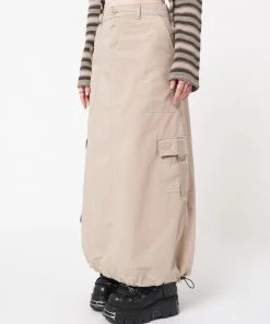 Minga London Clothing Aria Beige Cargo Maxi Skirt