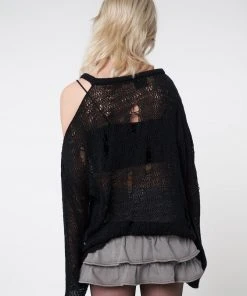 Minga London Most Wanted Avril Distressed Cut Out Net Knit Jumper