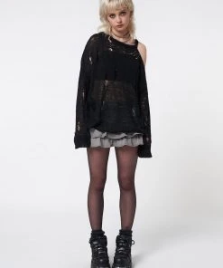 Minga London Most Wanted Avril Distressed Cut Out Net Knit Jumper