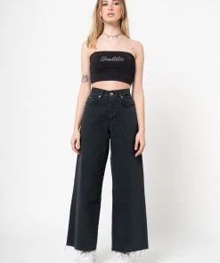 Minga London Clothing Baddie Rhinestone Heart Strap Crop Top