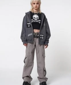 Minga London Billie Patch Prints Zip Up Hoodie Jacket Most Wanted