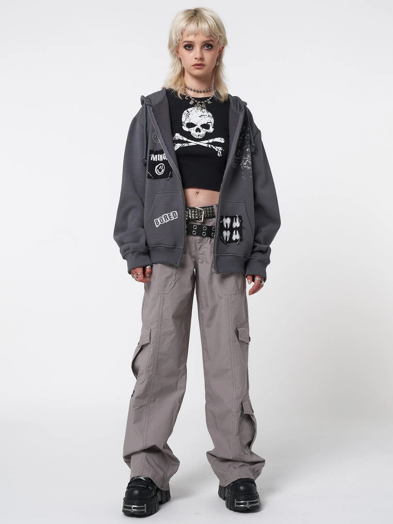 Minga London Billie Patch Prints Zip Up Hoodie Jacket Most Wanted