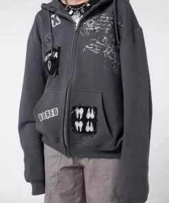 Minga London Billie Patch Prints Zip Up Hoodie Jacket Most Wanted