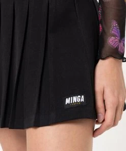 Minga London Black Pleated Tennis Skirt With Front Chain