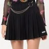Minga London Black Pleated Tennis Skirt With Front Chain
