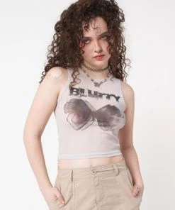 Minga London Clothing Blurry Butterfly Mesh Vest Top