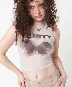 Minga London Clothing Blurry Butterfly Mesh Vest Top