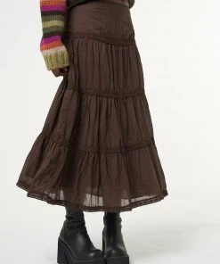 Minga London Bohemian Fairy Ruffle Lace Maxi Skirt Most Wanted