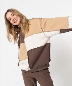 Minga London Clothing Brown Beige Patchwork Contrast Sweater