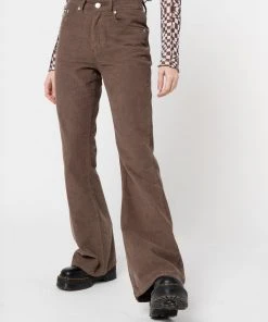 Minga London Clothing Brown Corduroy Flare Pants