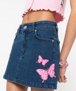Minga London Butterfly Denim Mini Skirt Clothing