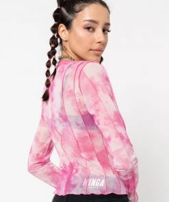 Minga London Butterfly Tie Dye Mesh Top Clothing