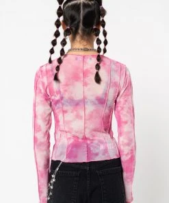 Minga London Butterfly Tie Dye Mesh Top Clothing