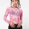 Minga London Butterfly Tie Dye Mesh Top Clothing