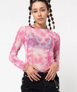 Minga London Butterfly Tie Dye Mesh Top Clothing