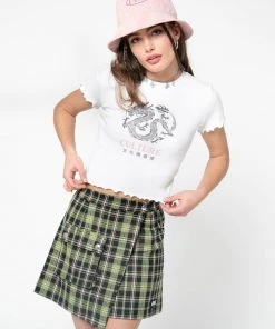 Minga London Clothing Culture Chinese Dragon Lettuce Edge Crop Tee