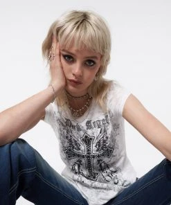 Minga London Dark Angel Rhinestone Devoré T-shirt Most Wanted