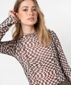 Minga London Distorted Check Mesh Top