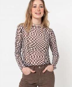 Minga London Distorted Check Mesh Top